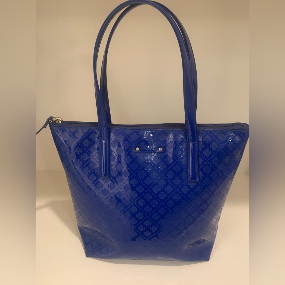 Blue Patent Monogram Tote Bag
